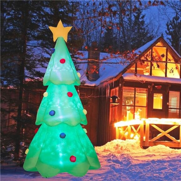 Christmas Outdoor Inflatable Tree Decor 9 FT Lighted Blow Up Xmas Tree for Party